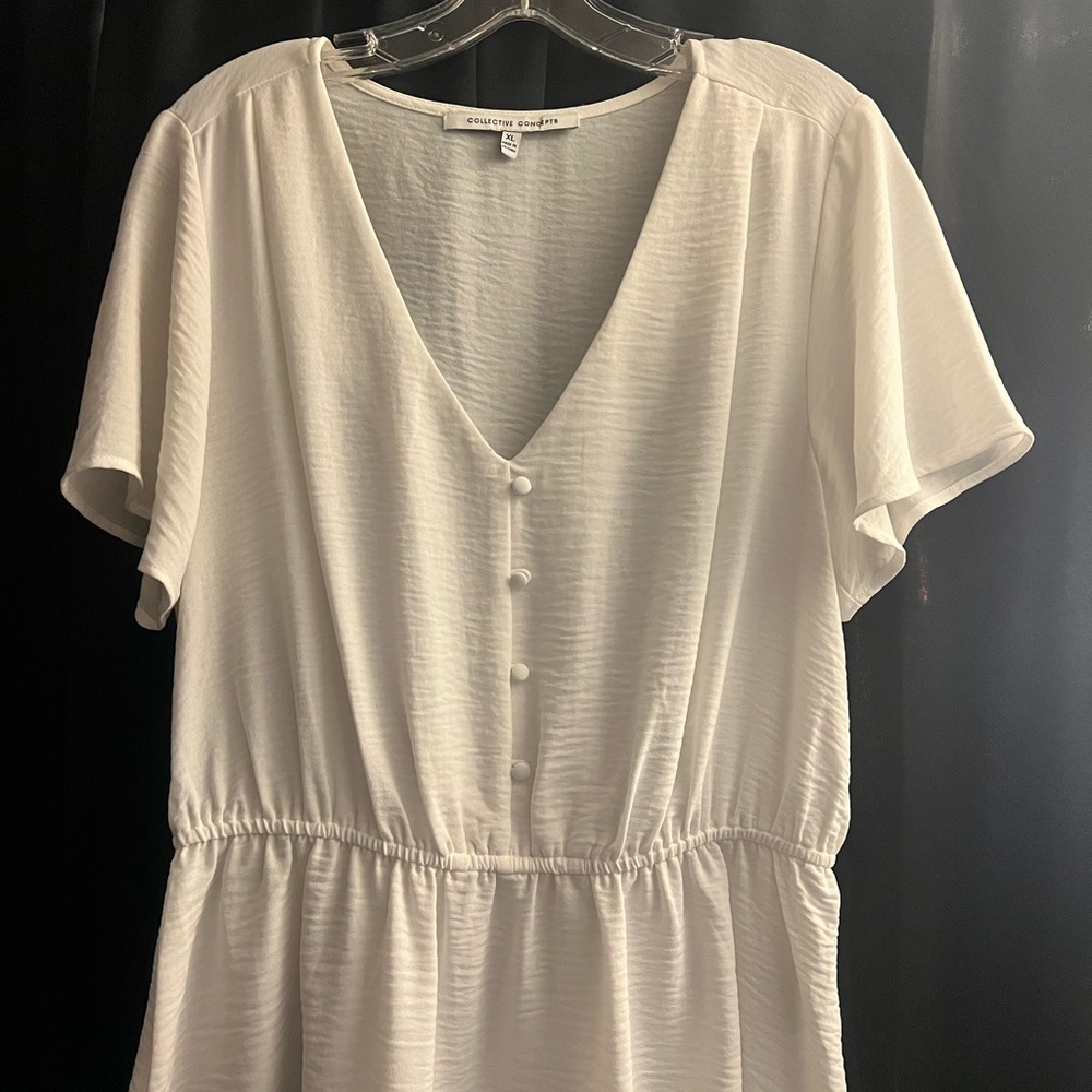 White V-Neck Buttoned Shirt